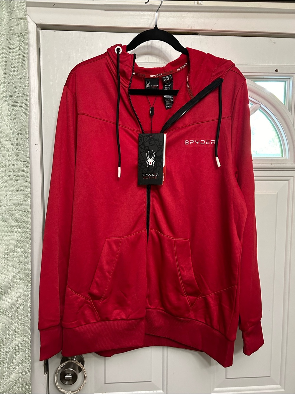 Spyder Men's Red Full-Zip Hooded Jacket